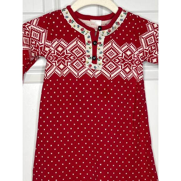 Hanna Andersson 2T Sno Happy Sweater Dress Red Nordic pattern Holiday Christmas - Picture 2 of 6